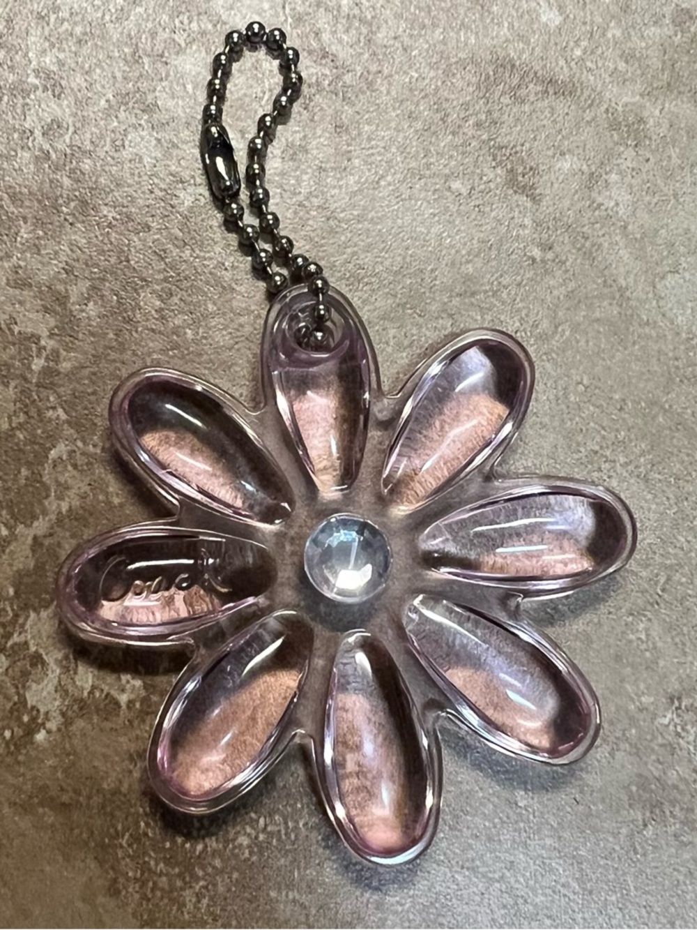 Coach Light Pink Daisy Keychain Card Holder Charm